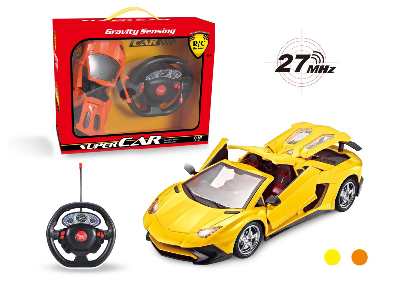 1:18 Lamborghini With A Roof And Remote Control, Four Doors Open (With A Large Steering Wheel Remote Control). No Charging