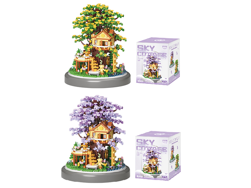 Spring And Summer Treehouse Building Blocks With Transparent Cover + Grey Base(2080PCS)
