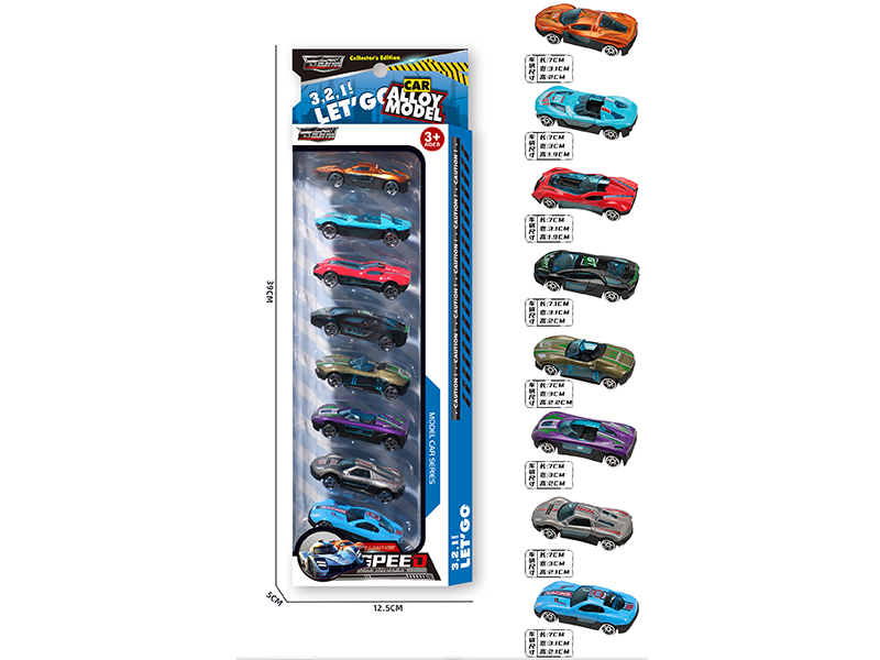 1:72 Slide Alloy Racing Cars 8pcs