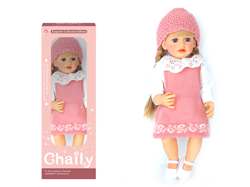 55CM Soft Glue Reborn Baby Doll(Machine Hair Transplant)With Diaper, Birth Card, Woollen Cap