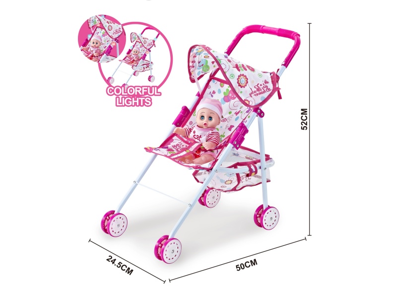 A Dazzling Illuminated Iron Trolley With A 10-Inch Empty Musical Boy