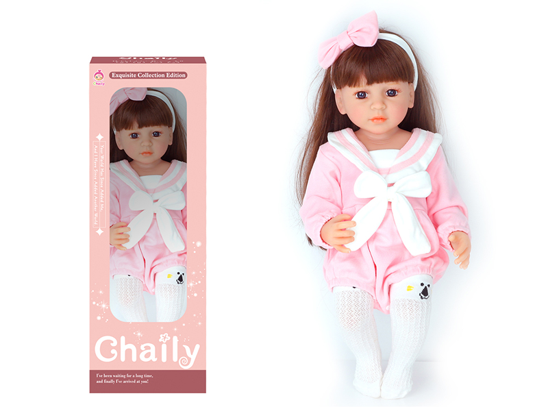 55CM Soft Glue High Simulation Baby Doll(Wig Sheath)With Diaper, Birth Card