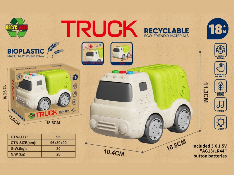 Straw Cartoon Sliding Sanitation Vehicle (With Lights And Music)