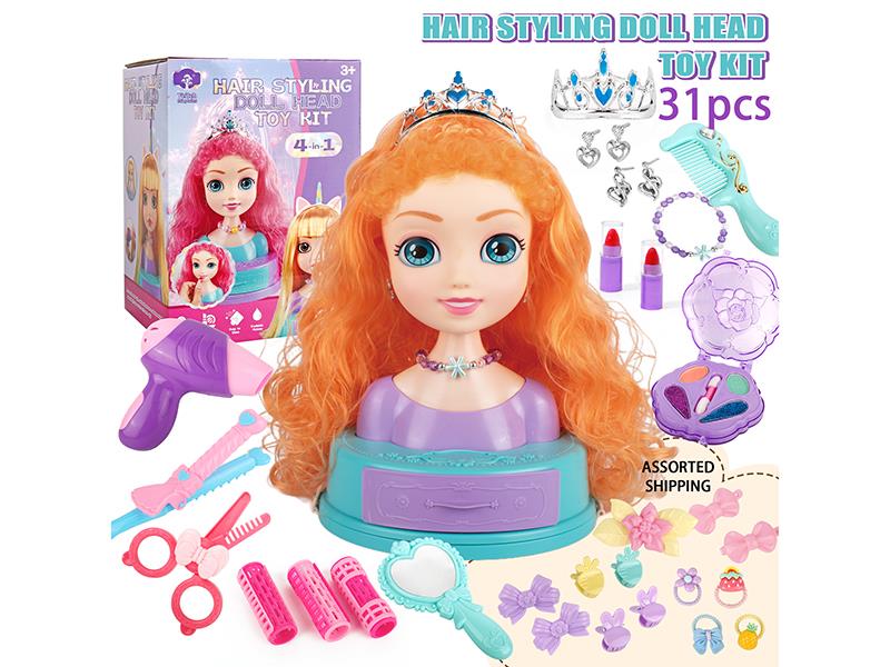 31pcs Hair Styling Doll Head Toy Kit