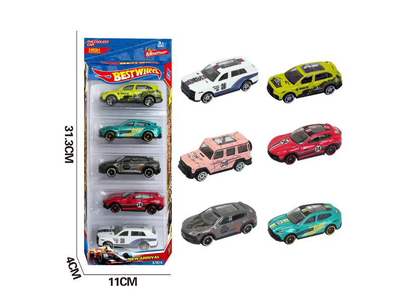 6-Piece 1:64 Suv, Hummer Alloy Car 5-Pack