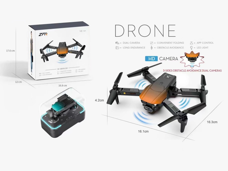 2.4G Remote Control  Fold Mini Drone (3-Sided Obstacle Avoidance), Dual Cameras With Optical Flow(480p)