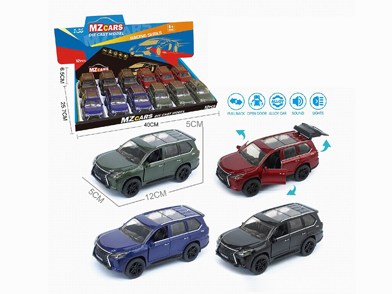 1:36 Pull Back Alloy Off-Road Vehicle(3 Doors Can Open)(With Sound And Lights) 12pcs
