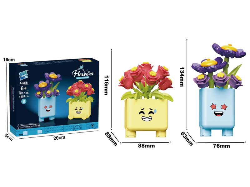 185Pcs Of Small Potted Plant Building Blocks (Baby'S Breath + Sunflower)