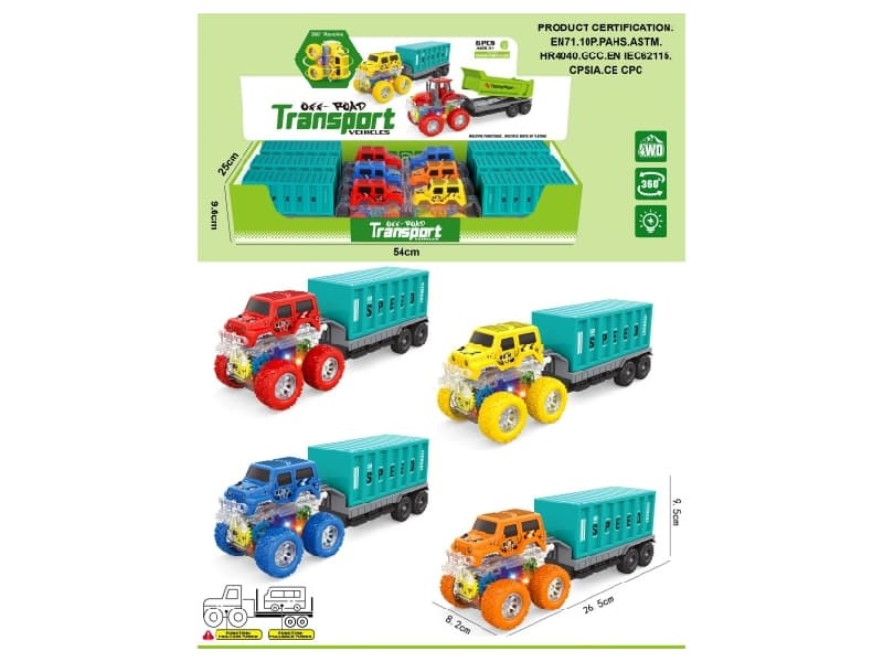 Four-Wheel Drive Double Friction Stunt Jeep Trailer + Towing Transporter