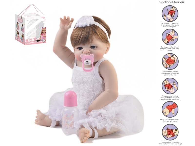 56Cm Rebirth Doll High-Fidelity Baby Doll (Wig) With A Bottle, Magnetic Pacifier, Diaper, Birth Card, And Gravity Sensing Sound Function