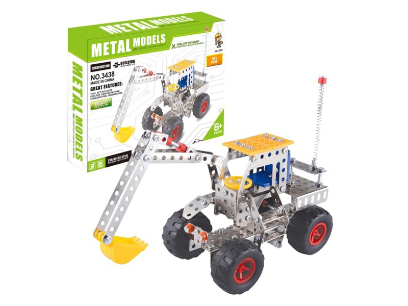 Metal Assembly Building Blocks - Engineering Excavator 208 Pieces