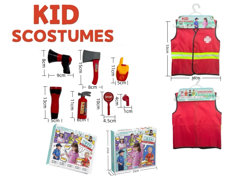 Diy Clothing Role-Playing Fire Safety Reflective Vest + 7-Piece Set (Thickened Version) (Color Box Version)