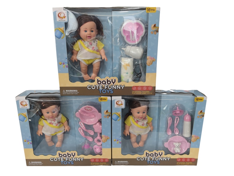 A Mixed Set Of Three Types Of 10-Inch Figurines And Dolls With Tableware