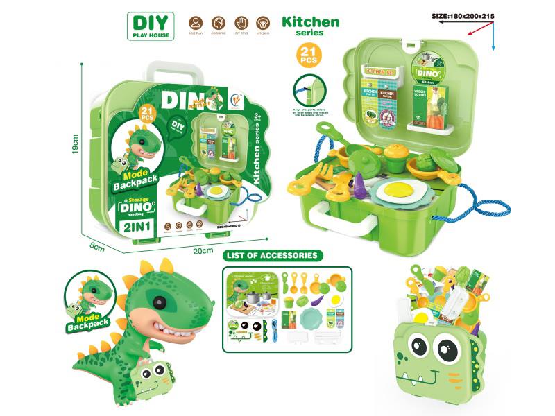 Dinosaur Backpack Kitchenware House Play Set