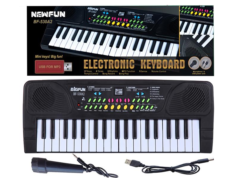 37 Keys Single Speaker Electronic Organ(Black/With USB Cable/Microphone)