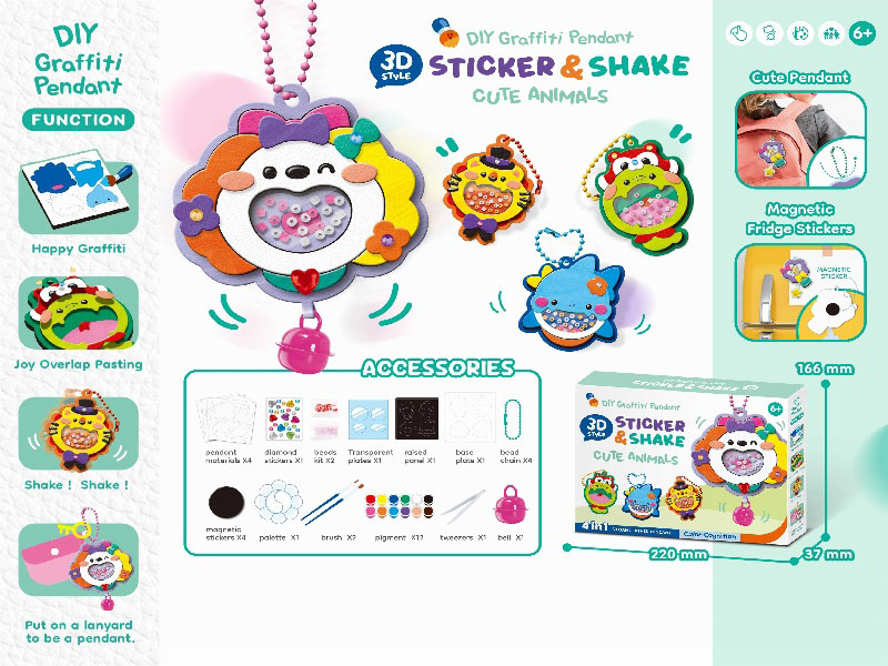 Diy Three-Dimensional Graffiti Stickers, Rocking Toys, Fridge Magnets - Animal Series Graffiti Drawing, Handmade Diy Keychains, Pendants, Creative Handmade Toys