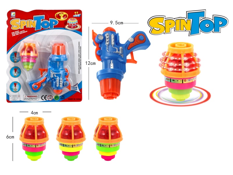 Top Gun Windup Top Toy With Light