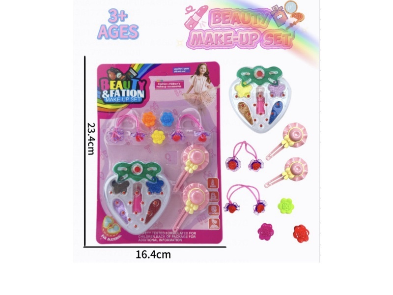 Strawberry makeup accessories and toys come with 3 clips, 2 rubber bands and 1 cap flower