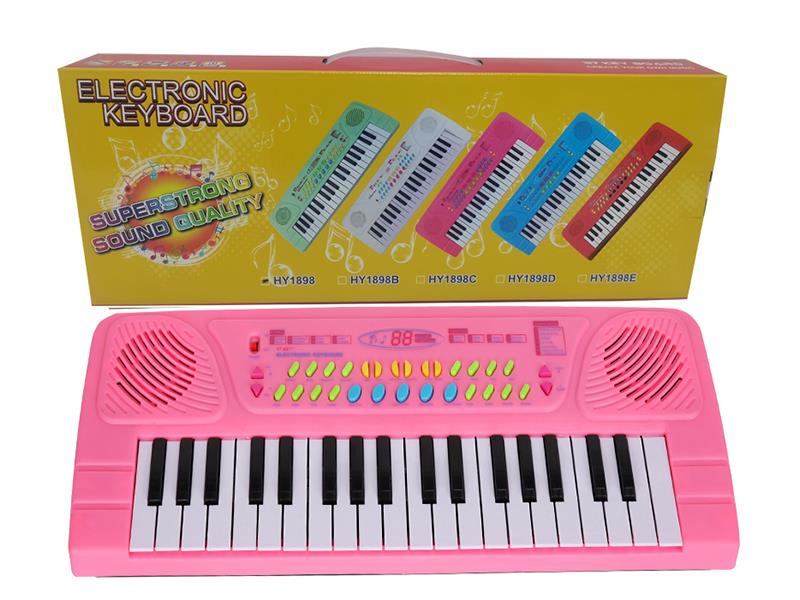 37 Keys Single Speaker Electronic Organ(Pink, With Microphone)