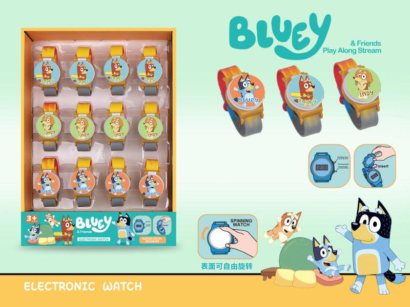 Blue Children'S Electronic Watch 12 Pieces (Flip Cover)