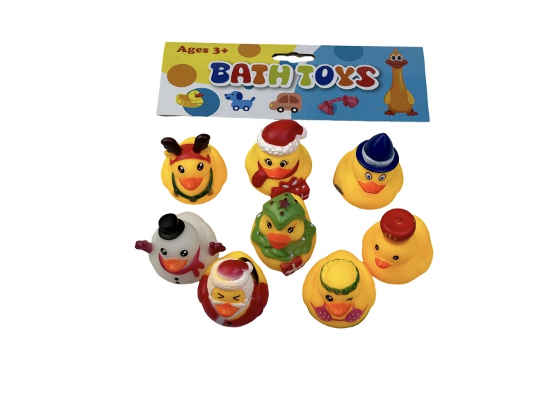 Eight Thermoplastic Christmas Ducks For Bathroom Water Play And Christmas Gifts