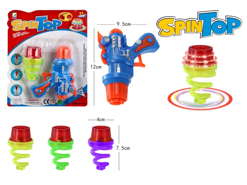 Top Gun Windup Top Toy With Light