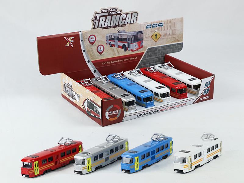 1:90 Pull Back Alloy Tram Car, 2 Doors Can Open(6PCS)