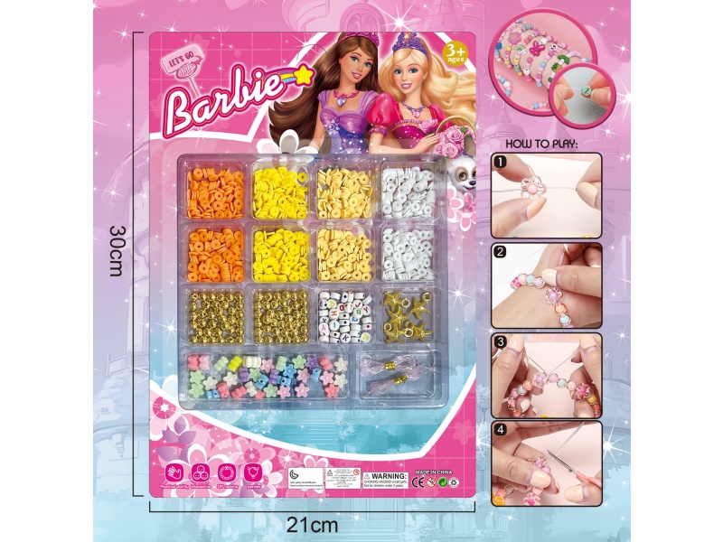 Baby Diy Beaded Jewelry Heart 14-Grid Multi-Color Beaded With 2 Threads