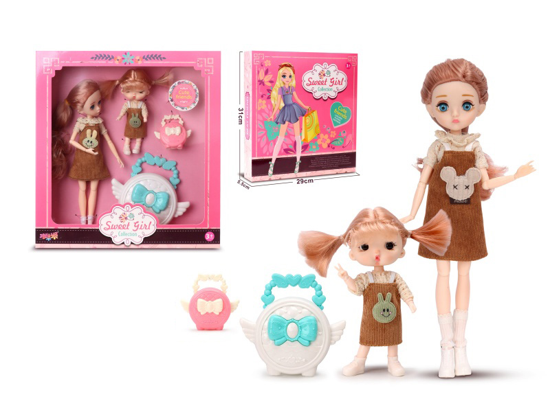 10" Sweet Girl Doll With 6" Little Doll, Accessories