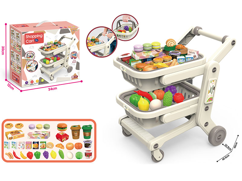 Double-Layer Universal Simulation Supermarket Shopping Cart - Gray
