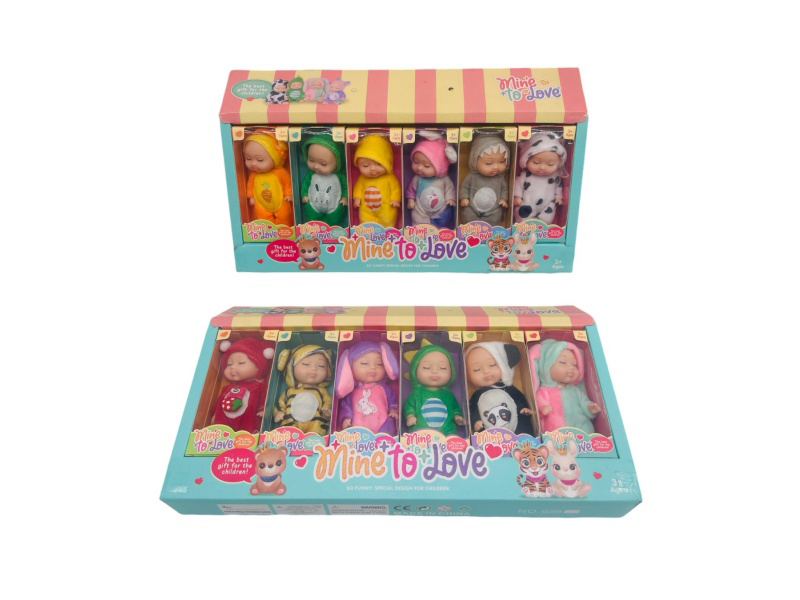 Four Inch Body Doll Six Clothes Mixed (6 Pieces)