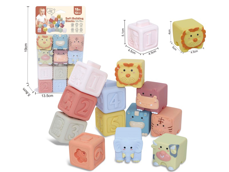 Animal & Numbers Soft Building Blocks 12PCS