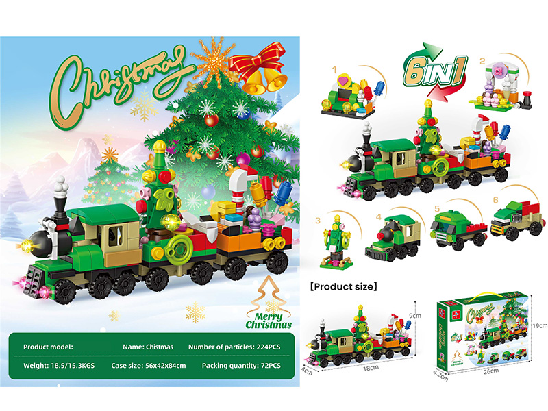 Christmas Train 6 In 1 Building Blocks 224pcs