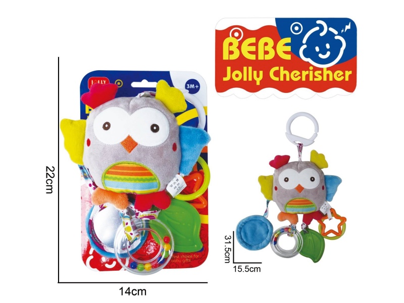 Baby Educational Plush Comfort Toy, Owl Bed Hanging Toy, Hanging Bed Wind Chime Plush Toy