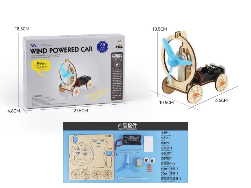 Wooden Science And Education Experiment - Wind-Powered Trolley (30Pcs)