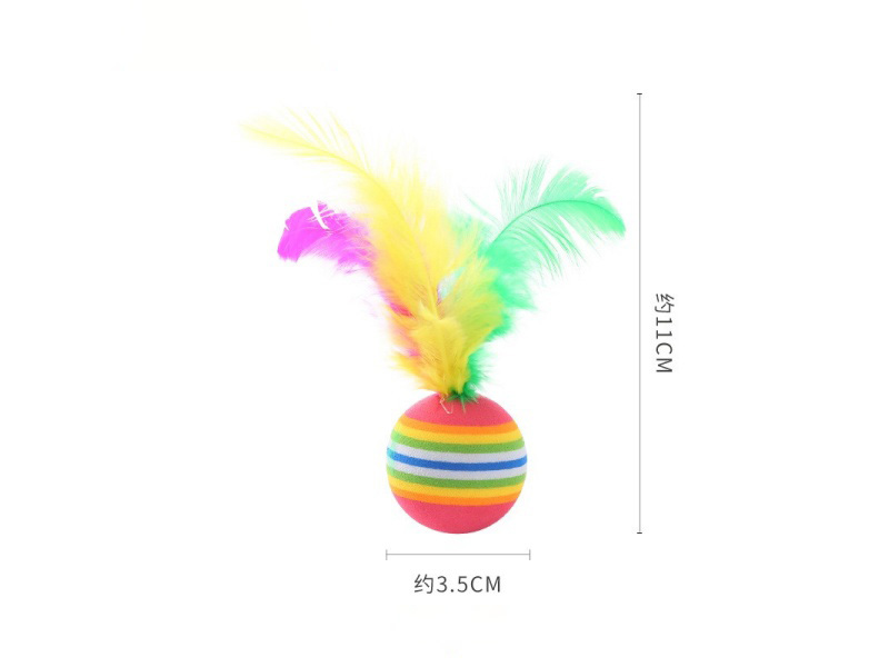 Pet Toy Rainbow Ball With Feathers