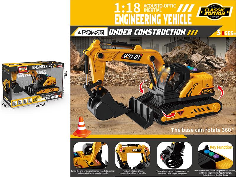 1:18 Friction Engineering Truck With Sound And Lights - Excavator
