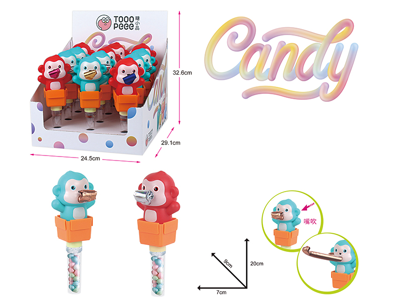 Monkey Blowing Dragon Whistle Candy Toys 12pcs