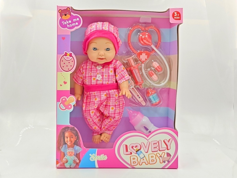 A 14-inch rubber-lined newborn doll, a realistic doll