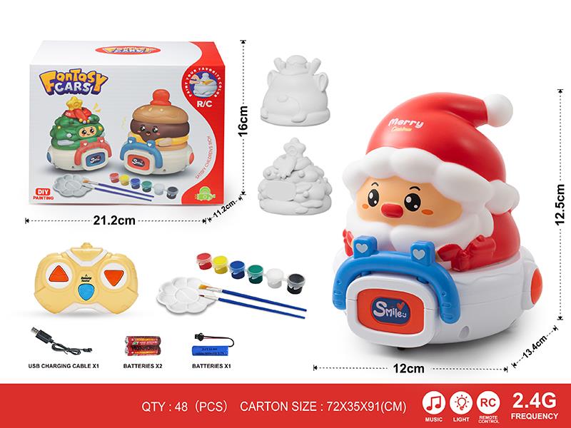 2.4G DIY Painting 3-Channel Remote Control Christmas Series Vinyl Car(With Lights And Music) 1 Changing 3(Including Batteries)