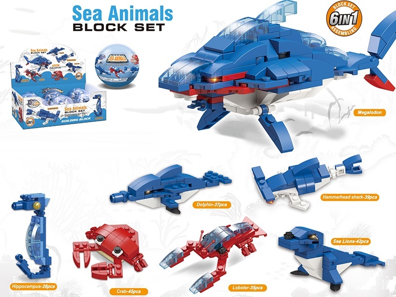 6-In-One Underwater Series Small Lego-Style Building Blocks
