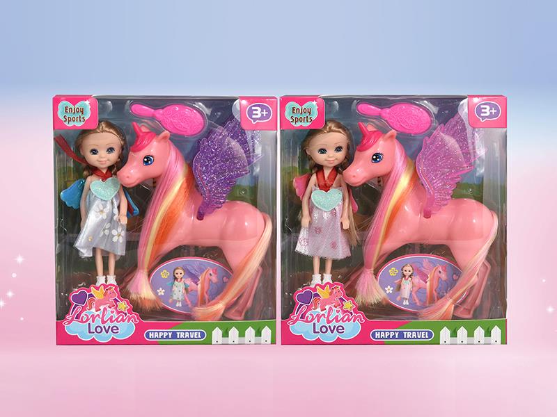 6" Doll + Unicorn Set