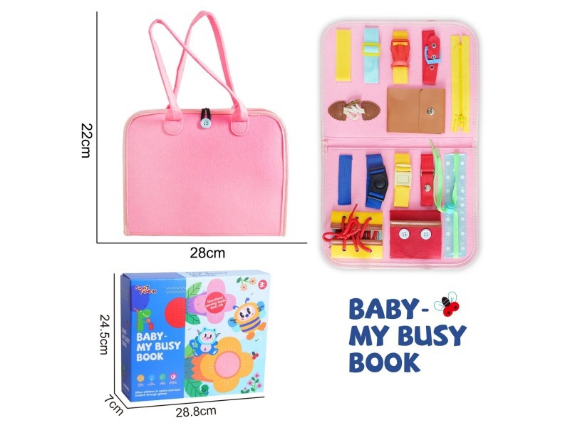 Montessori Early Childhood Education And Intelligence Development - Felt Single-Page Pink Outer Wool Busy Board