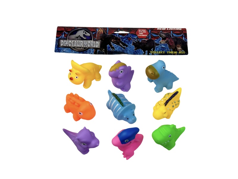 Nine Rubber Dinosaurs For Playing In The Bathroom