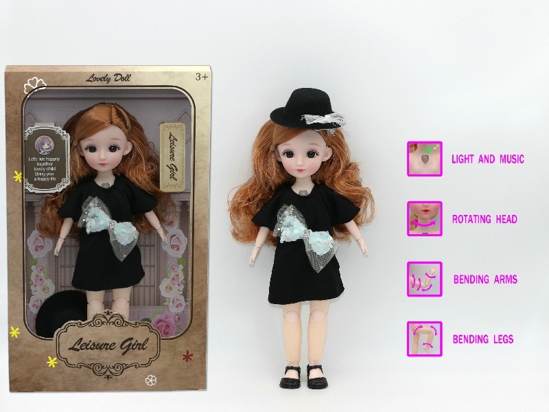 12-Inch 3D Simulation Eye 15-Joint Real-Life Music And Light Barbie Doll