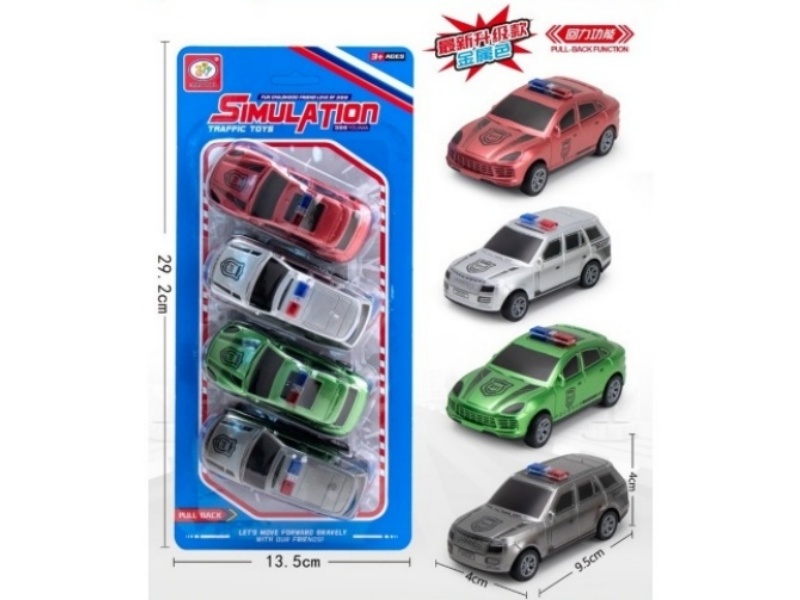 Two 6-Color Small Rebound Police Cars (Metallic Color)