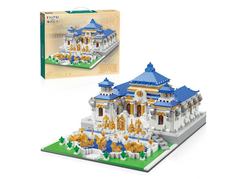 5372PCS Blue Old Summer Palace Building Block Assembly