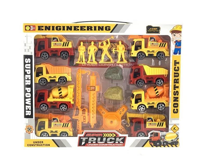 Slide Engineering Trucks Set(8 Cars + Hanging Tower + Engineer)