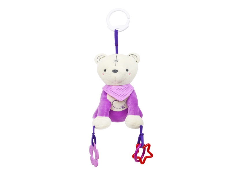 Purple Bear Baby Scarf, Teething Ring, Tube Bell, Plush Pendant