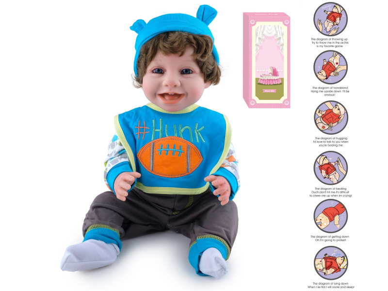 55cm Soft Plastic Reborn Doll With Feeding-Bottle, Magnetic Pacifier, Diaper, Birth Card, With Gravity-Sensing Sound-Emitting Function